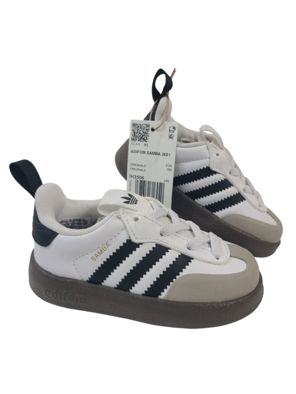 Adidas Adifom Samba 360 I Kids Sneakers 6K White Black Gray Originals